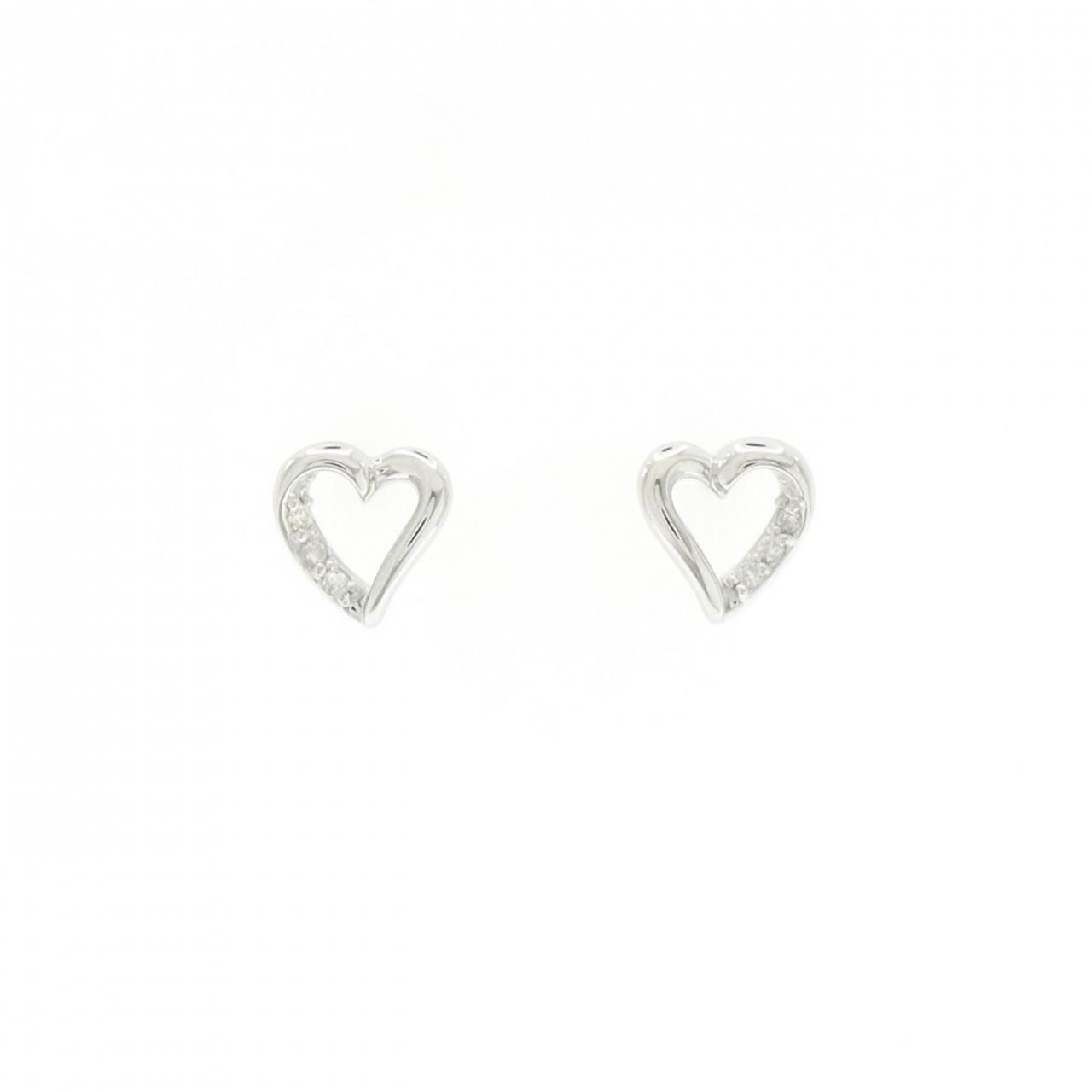 K18WG ハート ダイヤモンド ピアス 0.04CT