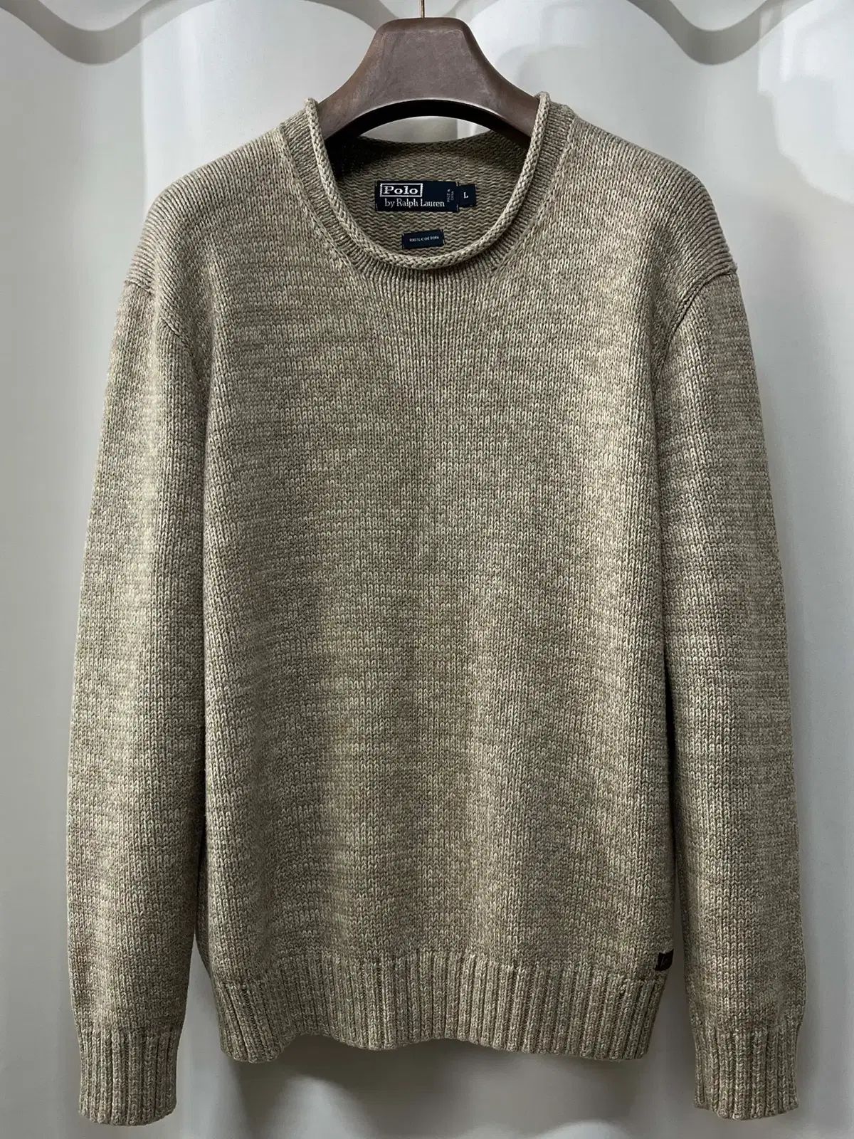 ポロ ラルフローレン Fisherman(フィッシャーマン) ロールネック オートミール ヘビーコットン ニット セーター