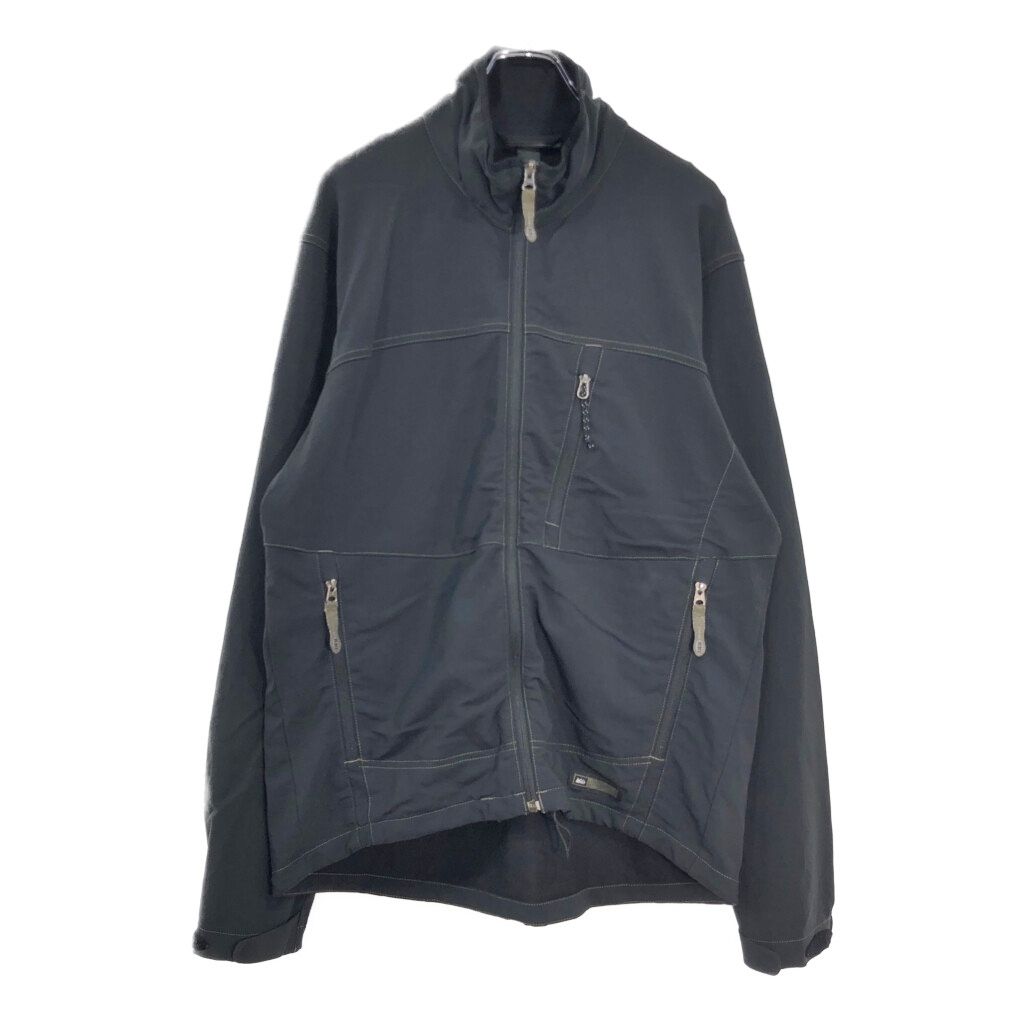 REI アール・イー・アイ ソフトシェルジャケット アウトドア ブラック(メンズ L)中古 古着 V5123