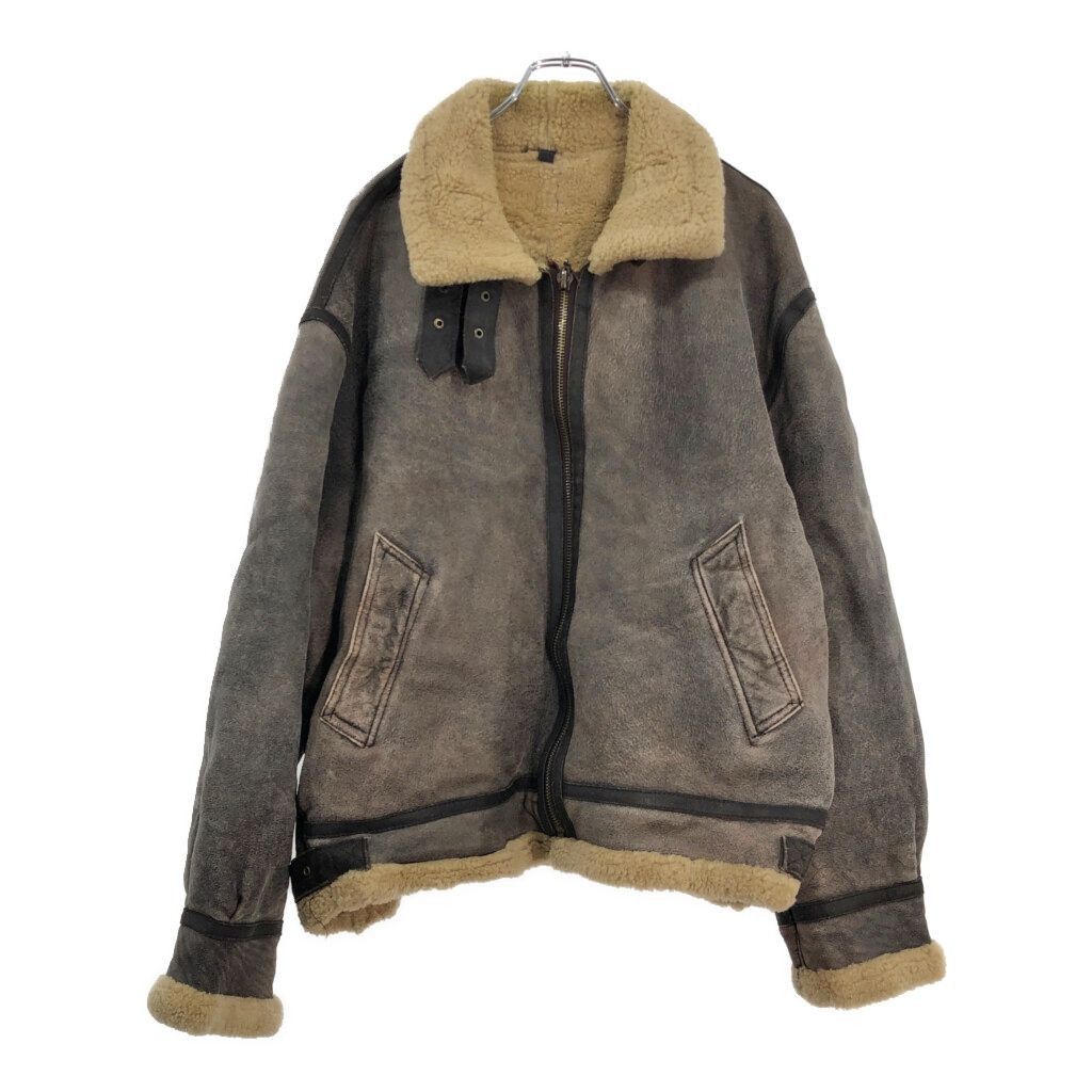 B-3 フライトジャケット ムートンレザージャケット ミリタリー ブラウン(メンズ XXXL)中古 古着 V5161