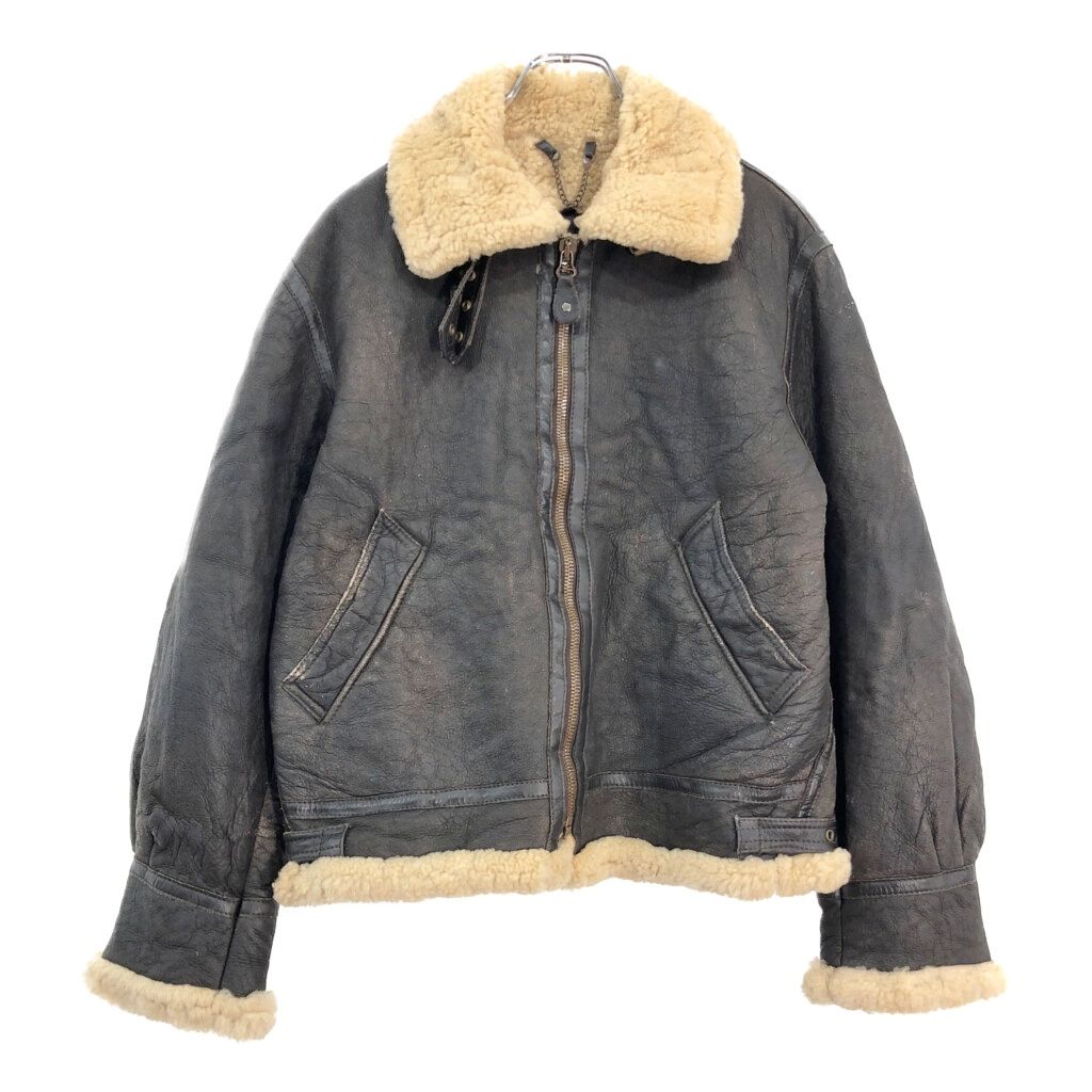 Serge Hervet B-3 フライトジャケット ムートンレザージャケット ユーロ ブラウン(メンズ S)中古 古着 V5165
