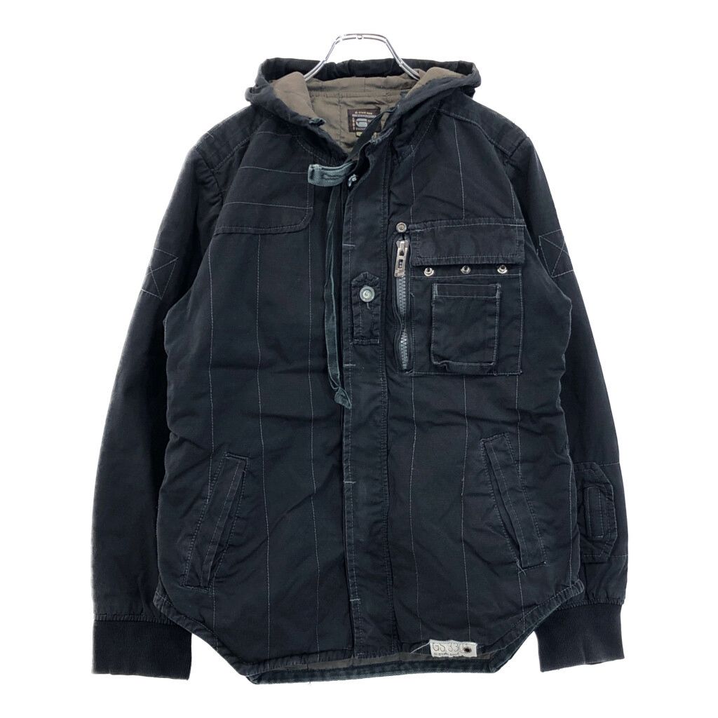 G-STAR RAW ジースターロウ フーデッドジャケット ストライプ ブラック(メンズ M)中古 古着 U7936