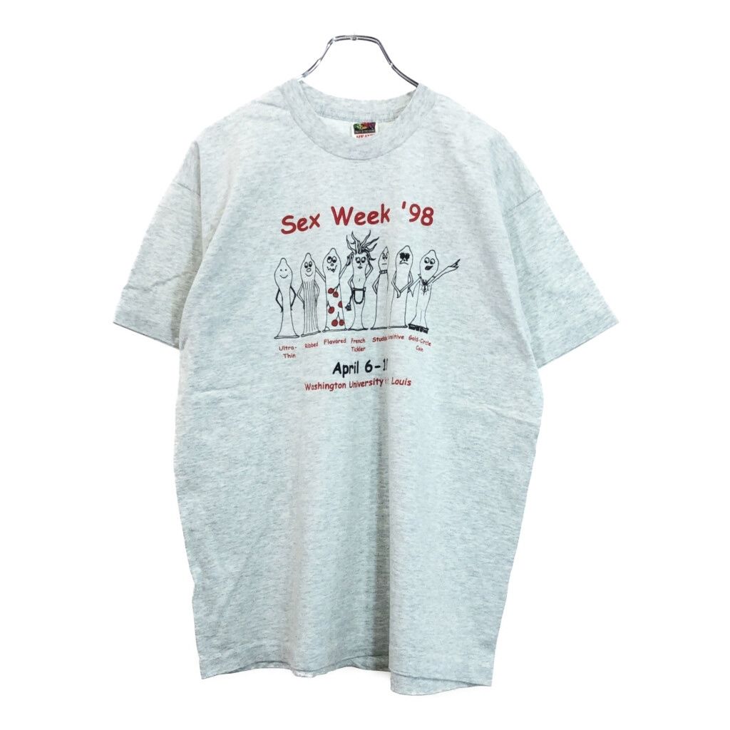 90年代 USA製 Sex Week ’98 コンドーム 半袖Ｔシャツ グレー(メンズ)中古 古着 U7888