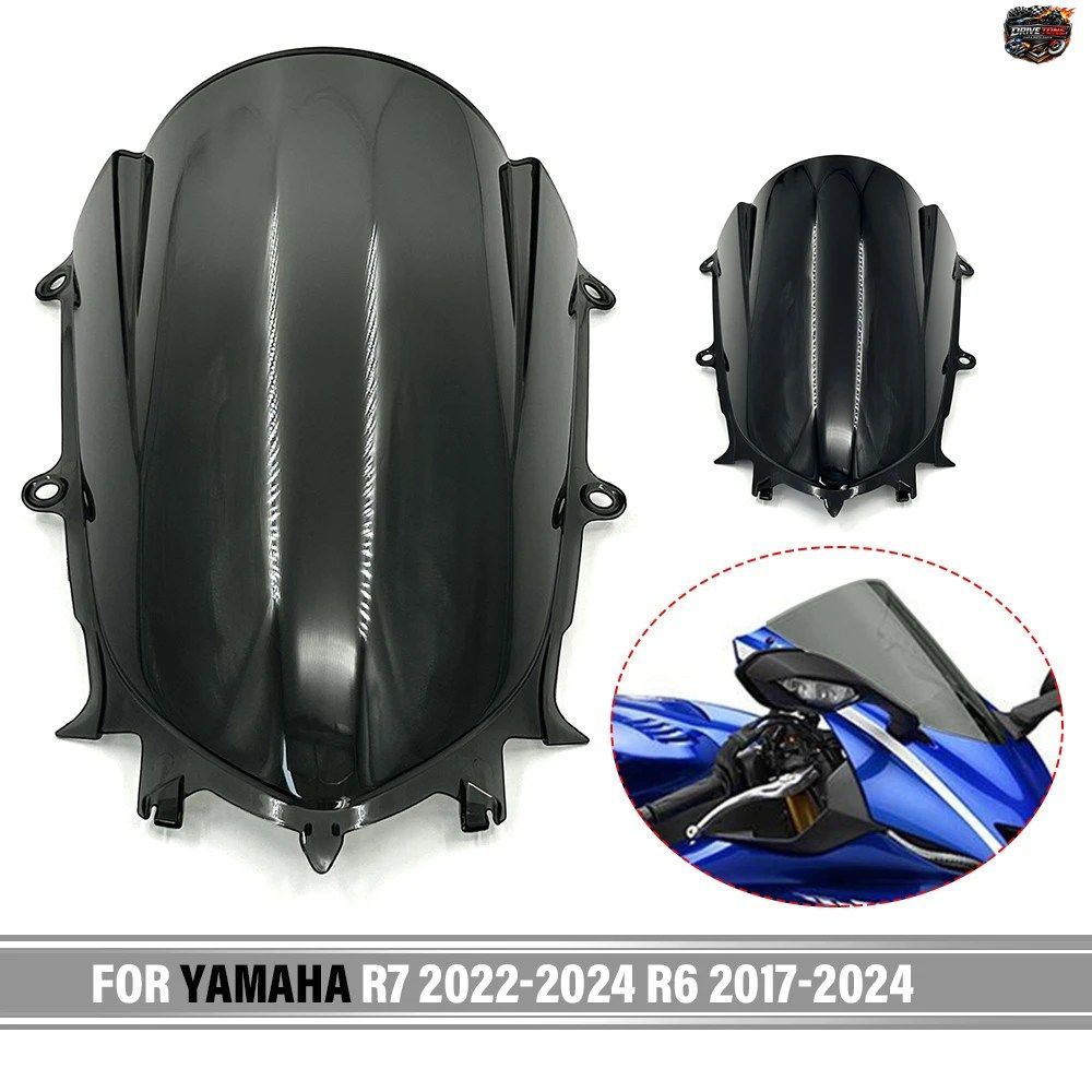 ヤマハ YZFR7 2022 2023 2024 R6 2017-2024 用 ウィンドディフレクター ウインドスクリーン スモークブラック ダブルバブル ウインドシール