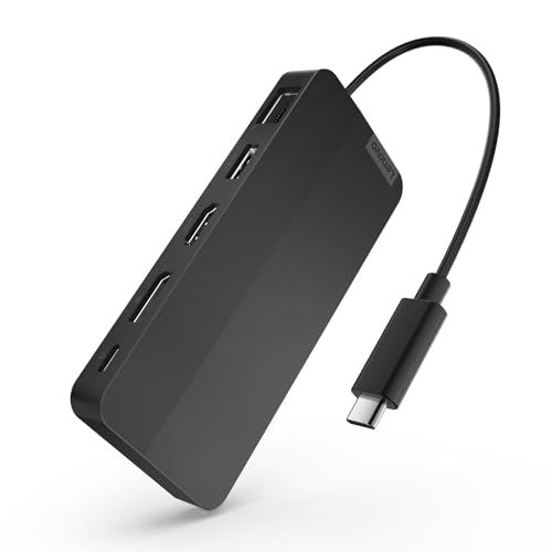 Lenovo Lenovo USB Type-C デュアルディスプレイ トラベルドック(ACアダプターあり) ハブ ドッキングステーション Displayport HDMI USB Type-C イーサネット 2画面出力 47cm内蔵ケーブル 40B901Ju