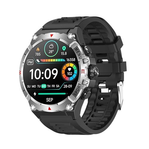 スマートウォッチSmart watch【2026最新 米軍規格 GPS内蔵 AMOLED高精細大画面 ?合金表? 5ATM防水?防麈 耐衝撃 】Bluetooth通話Line/メッセージ通知100種類運動モード1.43インチ 腕時計 活動量計 962bce38