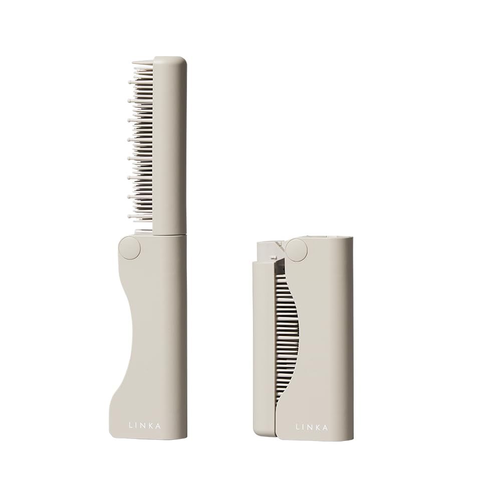 【前髪カールもラクラク 折りたためるヒートブラシ】LINKA (リンカ) スリークオン ヒートブラシ 折りたたみ式 最大200℃ 約130g 軽量 コンパクト Type-C 充電式 旅行 出張 ギフトt f2cd9984