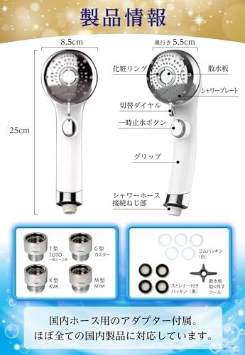 【自宅でヘッドスパ体験】ヘッドスパ シャワーヘッド【6段階水流・ポイントマッサージモード搭載】マイクロナノバブル G1/2規格 6モード バス用 手元止水 (ホワイト)t c8529d46 【自宅でヘッドスパ体験】ヘッドスパ シャワーヘッド【6段階水流・ポイントマッサージモード搭載】マイクロナノバブル G1/2規格 6モード バス用 手元止水 (ホワイト)t c8529d46