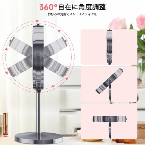 Gospire 拡大鏡 LED拡大鏡 化粧ミラー 拡大化粧鏡 10倍鏡付きLEDミラー LEDライト付き スウィッチ 無段階明るさ調節可 コードレス 北欧テイスト卓上 両面化粧鏡 360度回転 安定した土台 敬老の日ギフト・プレゼント 老眼の 68bdfd90