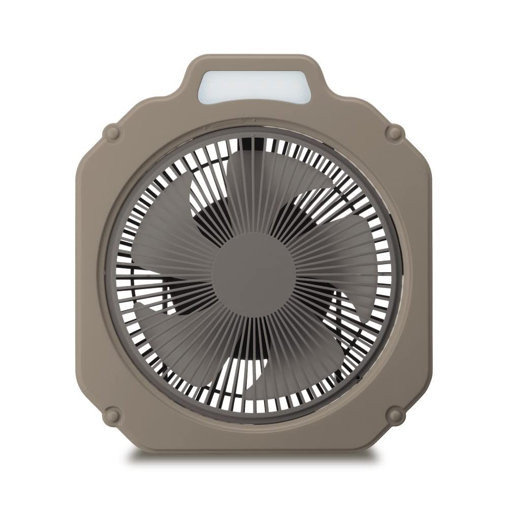 【アウトドアに最適】 ドウシシャ WindGEAR 扇風機 アウトドア向け 20? LEDライト付 防水機能（IPX4) 2電源対応（充電式・USB電源） 風量4段階 収納袋付 ブラウンt 64a2fafb