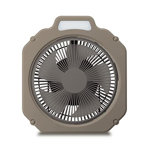 【アウトドアに最適】 ドウシシャ WindGEAR 扇風機 アウトドア向け 20? LEDライト付 防水機能（IPX4) 2電源対応（充電式・USB電源） 風量4段階 収納袋付 ブラウンt 64a2fafb