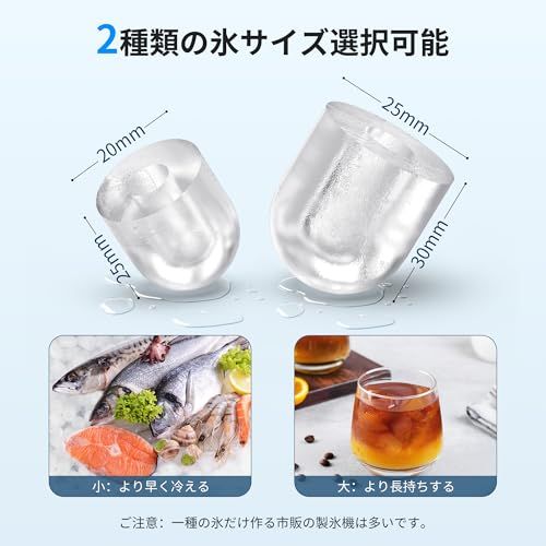 CROWNFUL 製氷機 家庭用 【高速製氷 自動洗浄機能 】 ハンドル付き氷バスケット 取り扱い簡単 2種類氷サイズ 大容量水タンク 透明窓 小型 氷つくり機 静音 自動停止 水不足提示 ポータブル アイスメーカー コンパクト 製氷器 日本 47b5208e