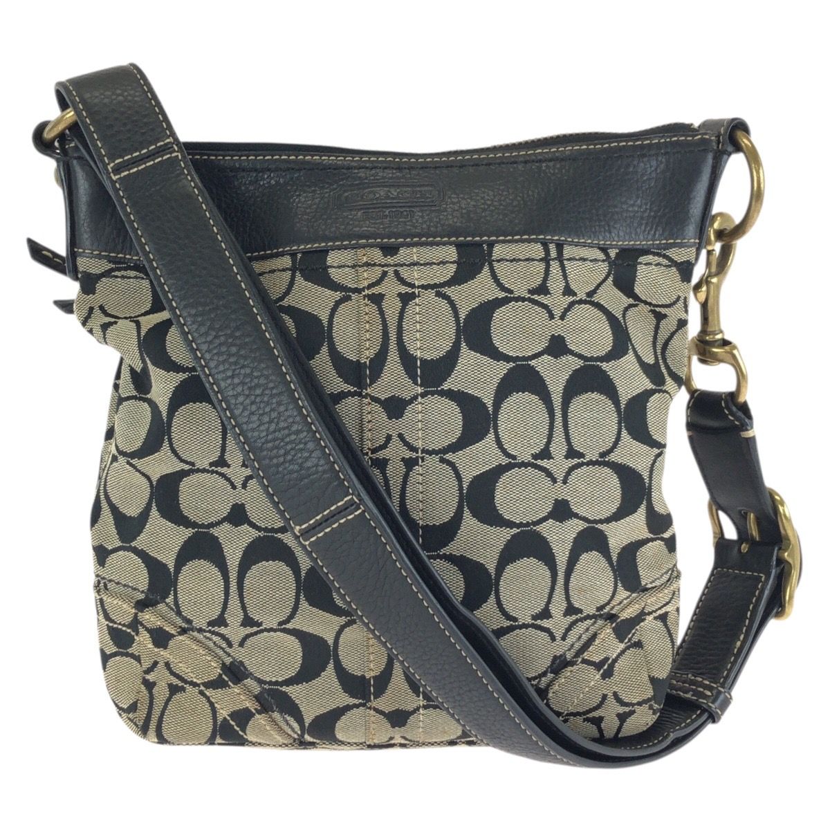 美品 コーチ ショルダーバッグ 美品 COACH コーチ シグネチャー ミディアムダッフル ブラック