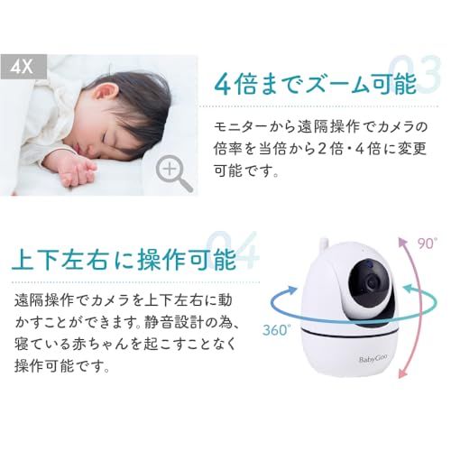 BabyGoo ベビーモニター 見守りカメラ wifi不要 5インチ大画面 ハイビジョン モニター付き 出産祝い ギフト プレゼント 赤ちゃん (モニター専用モデル)Ju