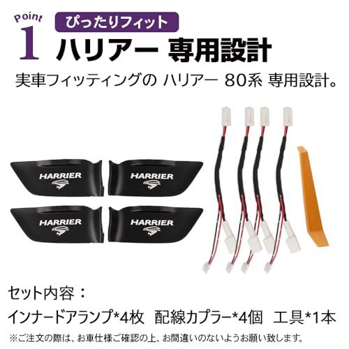 R◆ハリアー 80系 専用設計 インナードアランプ ロゴ発光 LED 8色切り替え可能 ルームランプ 内装 カスタムパーツ 互換品 2枚セット 879570ea