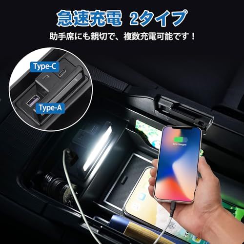 R◆トヨタ ハリアー 80系 コンソールトレイ 収納ボックス HARRIER 80 センタートレイ LEDセンサーライト USB充電付き 2ポート R2.06?現行 小物入れ コイン入れ スマホ置き 内装パーツ カスタムアクセサリー 収納グッ 0a55c26f