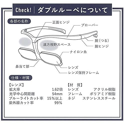 CHARMANT 手元も遠方も同時に見れる 眼鏡型ルーペ 拡大鏡 かけ外し不要 眼鏡の上からも装着可能（眼鏡ストラップ２本付） (ブラック)ma 3665210b