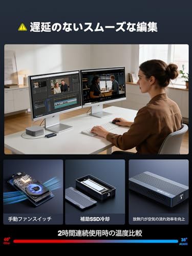 ACASIS 40Gbps M.2 SSD 外付けケース,冷却ファン内蔵, Thunderbolt 3/4/USB4 USB3.2/3.1/3.0/2.0対応 NVMe ssd ケース 2230 2242 2260 2280 M-Key(B+ a22329a0