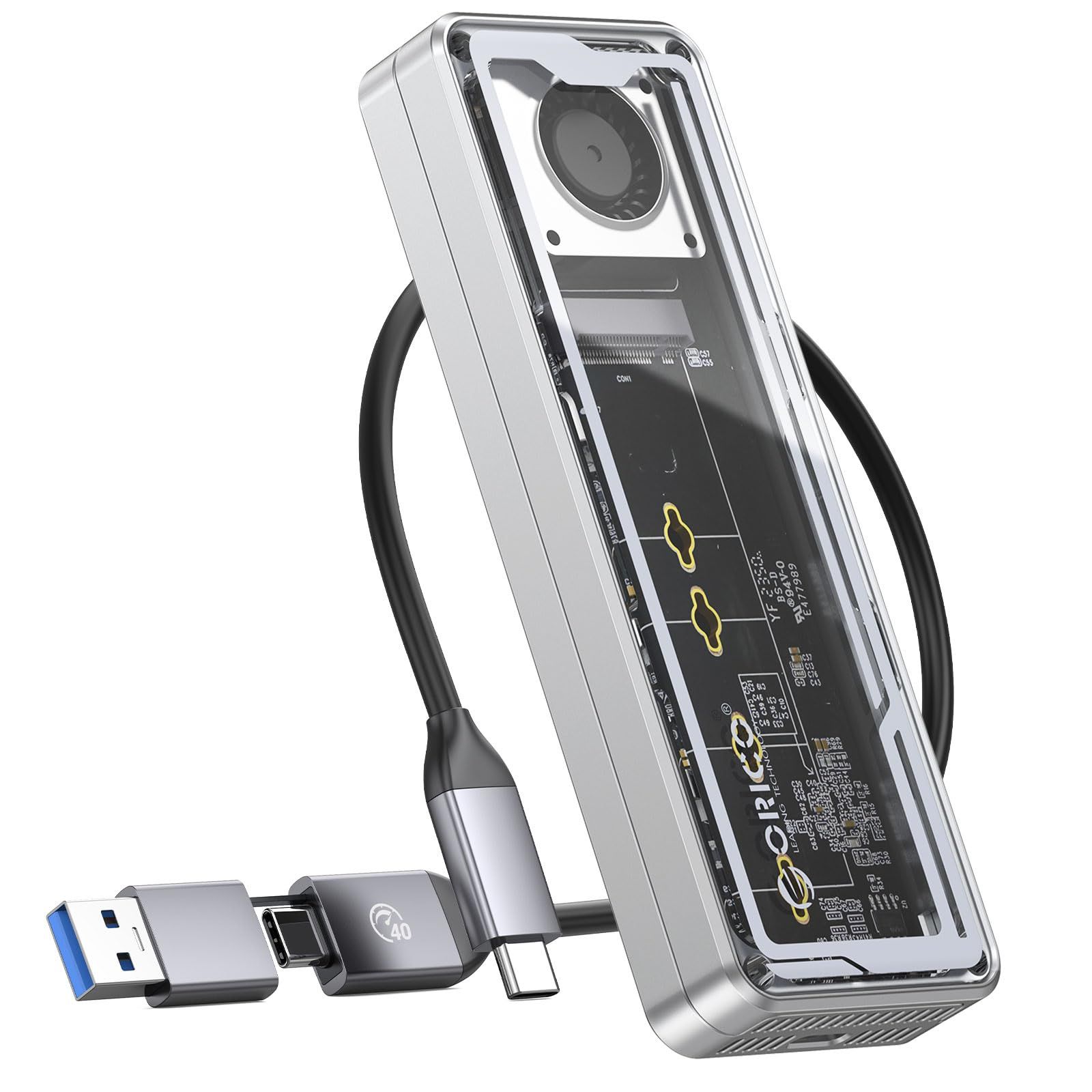 ORICO M.2 SSD 外付けケース【USB4 40Gbps超高速】工具不要 NVMe SSD ケース内蔵冷却ファン付き Thunderbolt 4/3、USB 4/3.2/3.1対応、2230/2242/2260/2280(M Key) 428e4e65 ORICO M.2 SSD 外付けケース【USB4 40Gbps超高速】工具不要 NVMe SSD ケース内蔵冷却ファン付き Thunderbolt 4/3、USB 4/3.2/3.1対応、2230/2242/2260/2280(M Key) 428e4e65