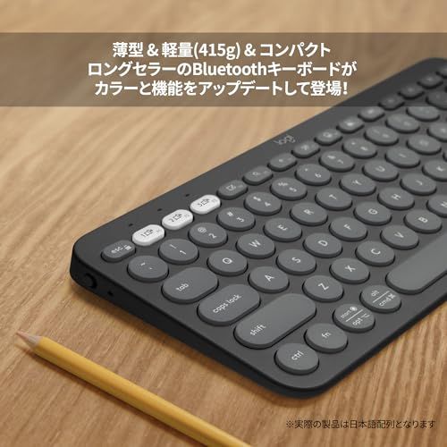 ロジクール ワイヤレスキーボード PEBBLE KEYS 2 K380sGR 薄型 軽量 415g 小型 Bluetooth Logi Bolt ワイヤレス 無線 キーボード Easy-Switch 日本語配列 電池寿命36ケ月 Window e3ea1034
