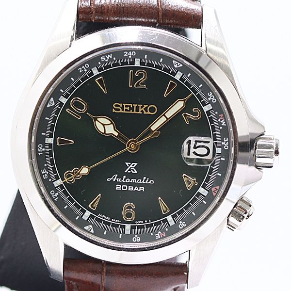 良品 稼働 保/箱付 セイコー プロスペックス アルピニスト 6R35-00E0 AT/自動巻 24石 緑文字盤 メンズ腕時計 2000000 6JWY IGW ABC24917