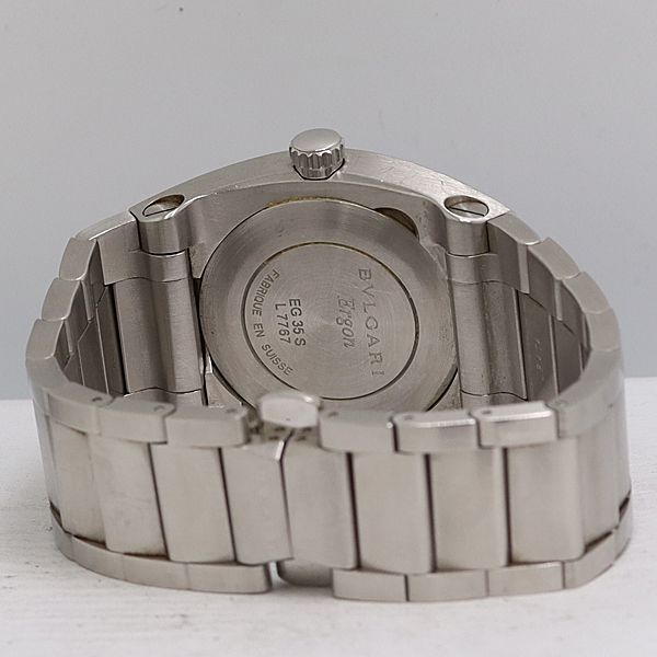 良品 稼働 保/箱/コマ付ブルガリEG35S エルゴン AT/自動巻 デイト ブラック文字盤 メンズ腕時計 2000000 6JWY KUT ABC24934