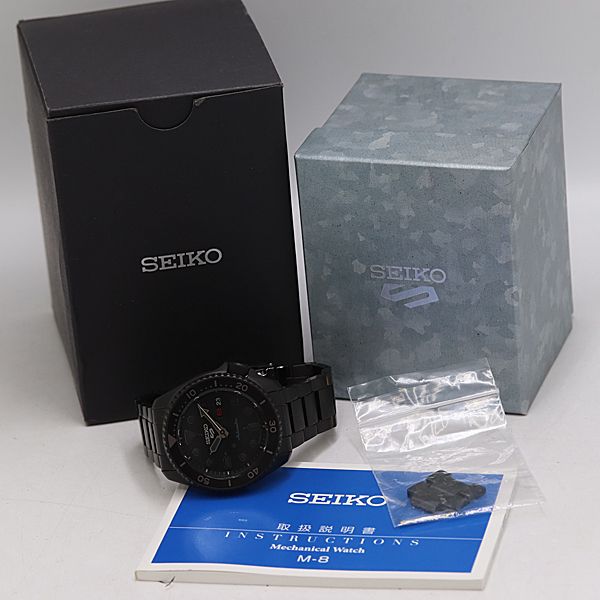 新品同様 箱/コマ付 稼働 セイコー5 スポーツ ストリート 4R36-07G0 AT/自動巻 裏スケ ブラック文字盤 メンズ 2000000 6JWY KUT ABC24936