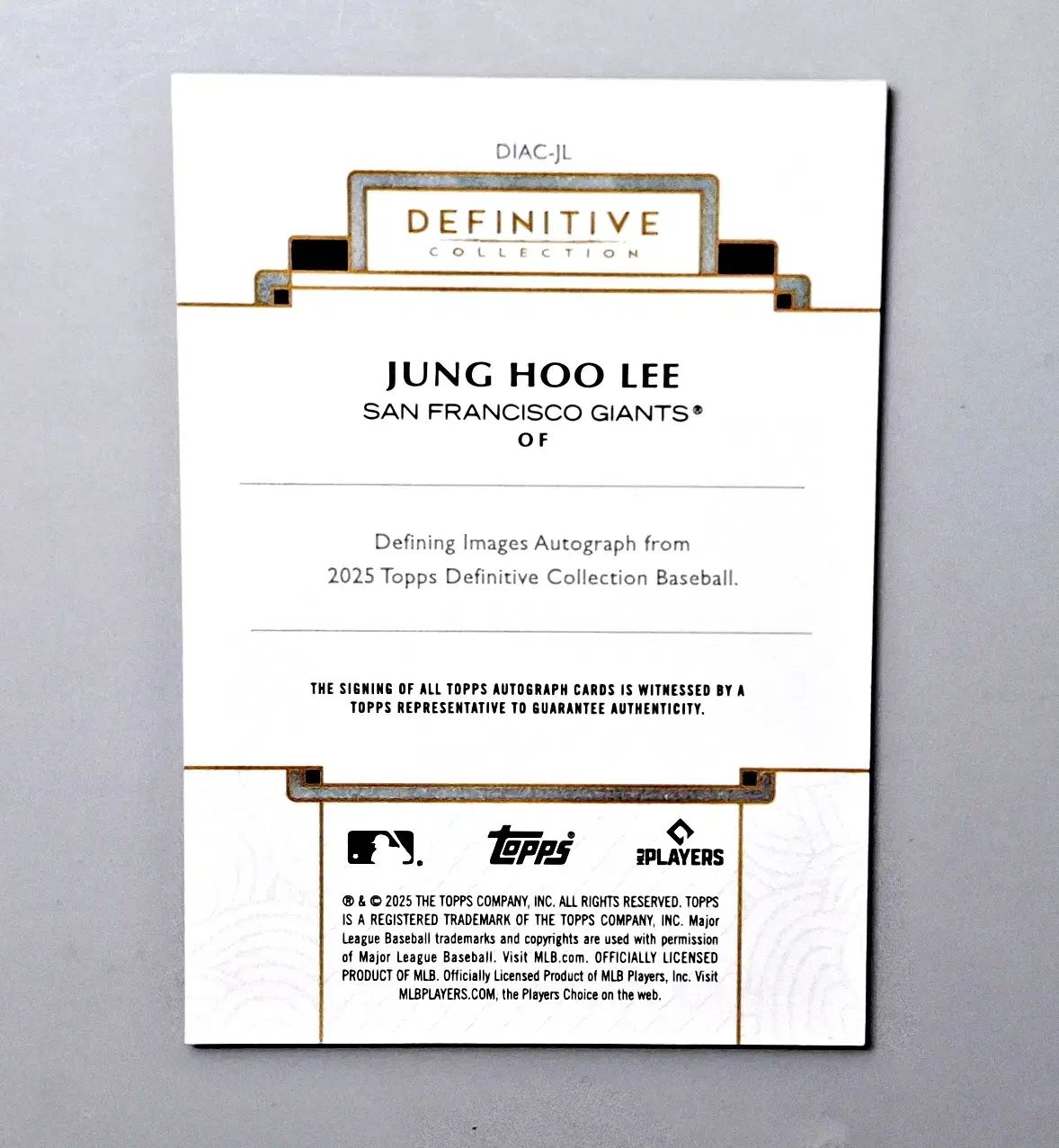 李政厚（イ・ジョンフ） 1/1 オート 1枚限定 サインカード 2025 TOPPS トップス デフィニティブ エディション