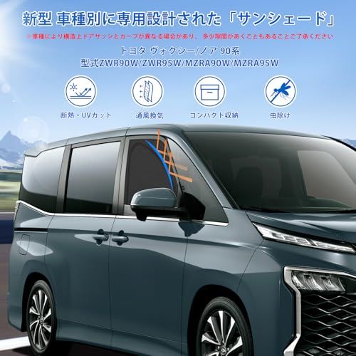 新型 ヴォクシー ノア 90系 専用 サンシェード マグネット式 サイド用 車種専用 2in1一体式 カーシェード NOAH VOXY 90 メッシュカーテン 換気 断熱 日除け メッシュサンシェード 日焼け防止 UVカット 遮光カーテン 日差し 紫外線カts