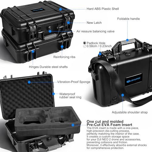 Lekufee 防水ハードキャリングケース DJI Neo 2、Fly More コンボ、DJI RC 2/RC N3、バッテリー(5個)、充電ハブ、その他のアクセサリー(ケースのみ)用/ 3cf448a5 Lekufee 防水ハードキャリングケース DJI Neo 2、Fly More コンボ、DJI RC 2/RC N3、バッテリー(5個)、充電ハブ、その他のアクセサリー(ケースのみ)用/ 3cf448a5