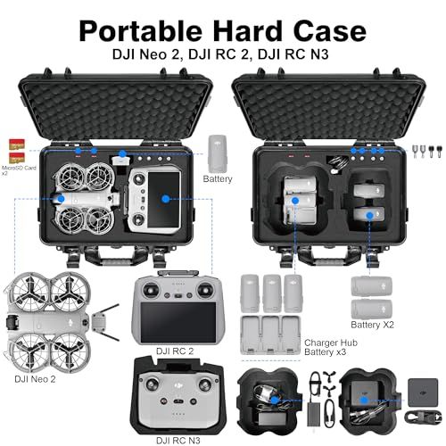 Lekufee 防水ハードキャリングケース DJI Neo 2、Fly More コンボ、DJI RC 2/RC N3、バッテリー(5個)、充電ハブ、その他のアクセサリー(ケースのみ)用/ 3cf448a5 Lekufee 防水ハードキャリングケース DJI Neo 2、Fly More コンボ、DJI RC 2/RC N3、バッテリー(5個)、充電ハブ、その他のアクセサリー(ケースのみ)用/ 3cf448a5