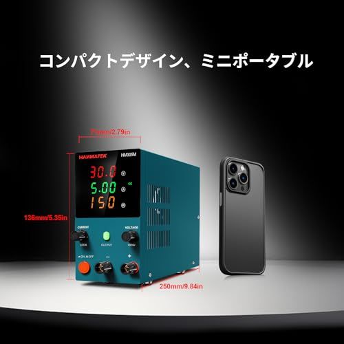 HANMATEK 可変直流安定化電源 DC (0-30V 0-5A) 電圧＆電流安定 低騒音高精度 自動切替 スイッチング 学校の実験室と電気のメンテナンス用 (HM305M)/ ac8743f1