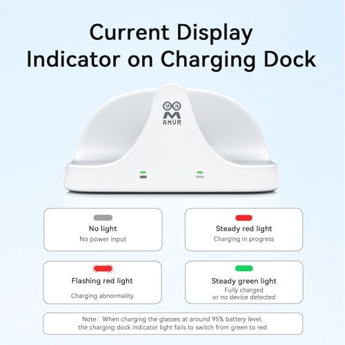 AMVR 磁気 2-in-1 充電ドック Ray Ban Meta に対応 Wayfarer/Skyler/Headliner スマートグラスとケース対応アクセサリー付き LED インジケーター搭載/ 5e57d3c9