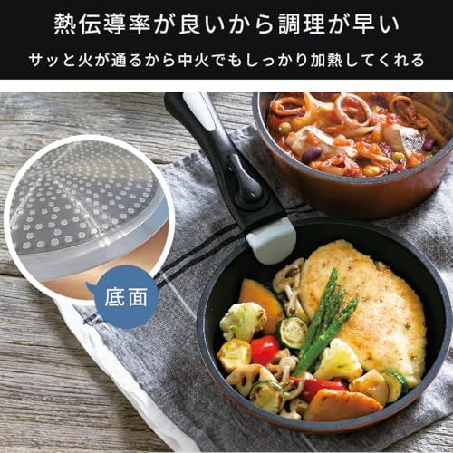 ダイヤモンドコート着脱4点セットA 【 4点セット！汚れもするっと落ちる！ ガス火/ih対応 】 フライパン 鍋 セット ih フライパンセット 蓋付き 調理器具 [ KUKUNA ククナ ] 20cm フライパン / 18cm なべe 005b748b