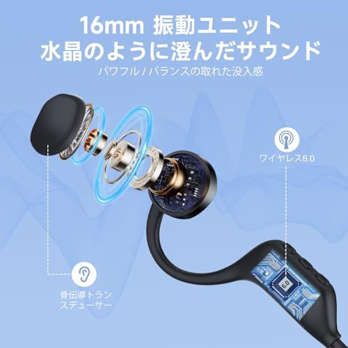 IFECCO 骨伝導イヤホン IP67防水 こつでんどう イヤホン - ワイヤレス ランニング ながら聴き 耳を塞がない 10時間連続再生 物理ボタン 急速充電 スポーツ/デスクワーク/アウトドア（ブラック）ｍａ