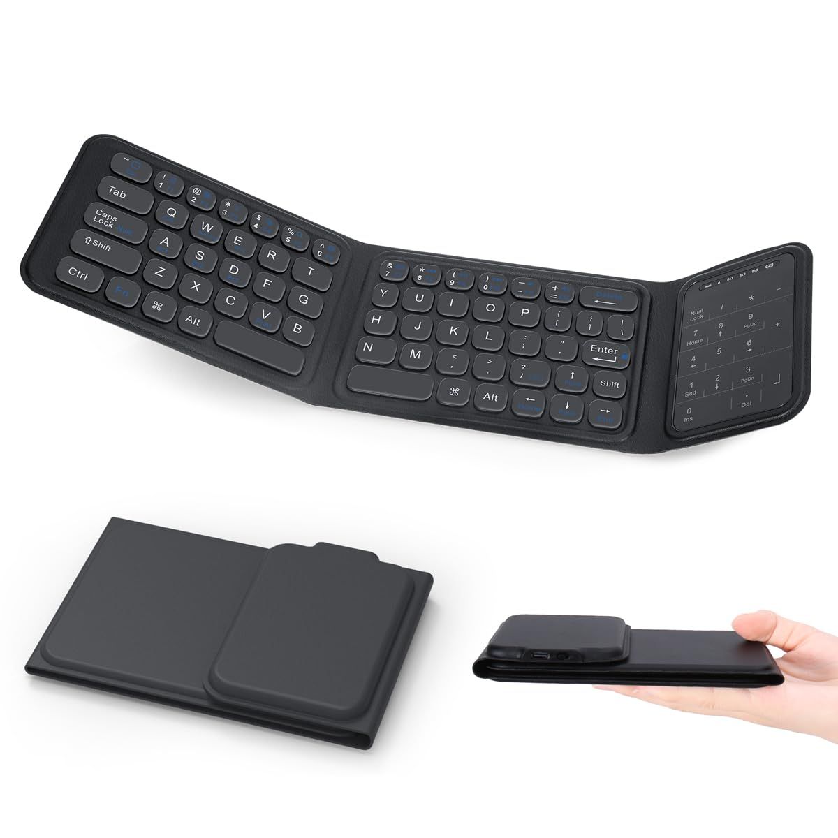 【極薄型】LAMA キーボード 折りたたみ bluetooth ワイヤレス iOS/Windows/Android/Mac/iPad/iphone対応 3台デバイス切り替え 軽量 折り畳み キーボードテンキー タッチパッド付き 充電式 無線 1e2983bc