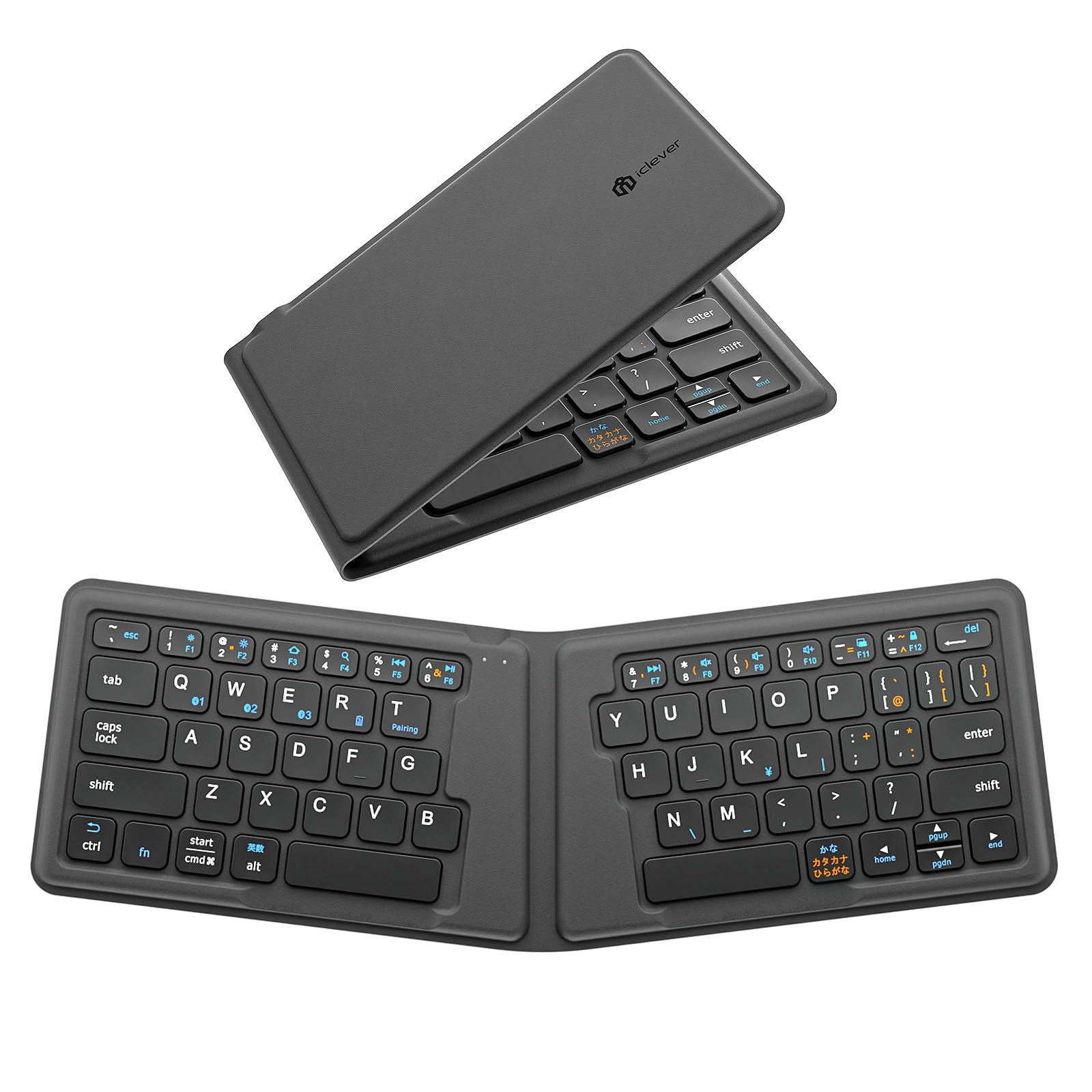 iClever 折りたたみ Bluetooth キーボード- 多ペアリング対応 360度回転可能 超軽量薄型 レザー保護カバー付き 折れない設計 iPad/iPhone/Mac/Android/Windows 対応 （ブラック）BK06★m ac67f4e2