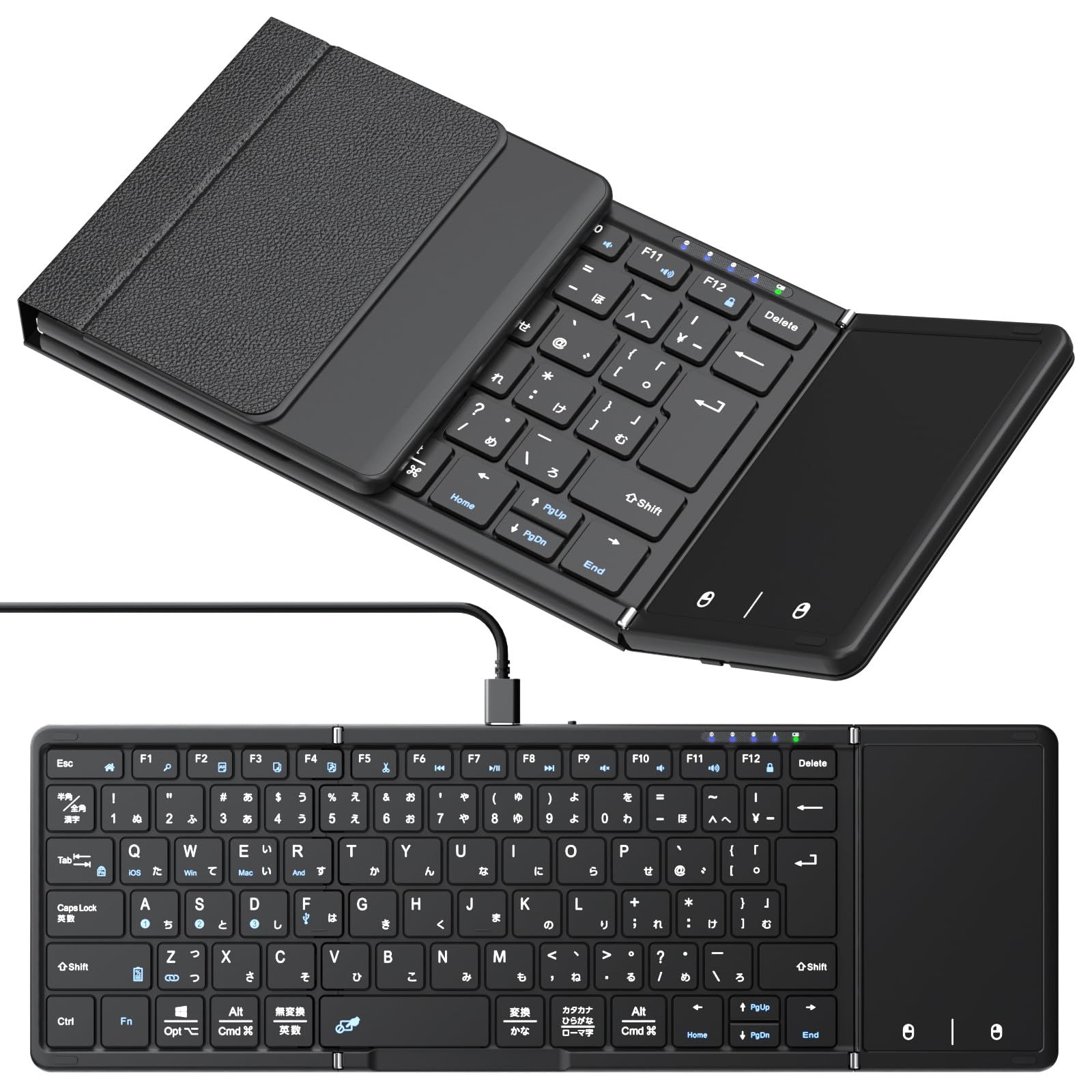 【最新型】Omikamo キーボード ワイヤレス 折り畳み式 ipadキーボード Bluetooth タッチパッド付き 日本語配列 有線＆無線両用 左右Shiftキー/L型Enterキー搭載 フルサイズ 4台デバイス切替 Android/Wi 60475e67