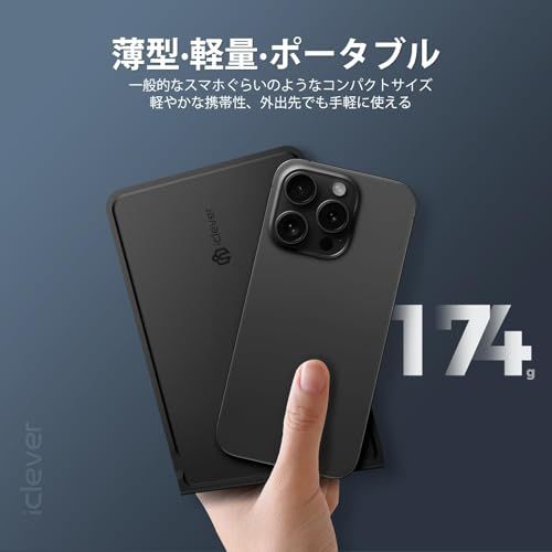 iClever 折りたたみ Bluetooth キーボード- 多ペアリング対応 360度回転可能 超軽量薄型 レザー保護カバー付き 折れない設計 iPad/iPhone/Mac/Android/Windows 対応 （ブラック）BK06★m ac67f4e2