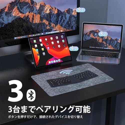 iClever 折りたたみ Bluetooth キーボード- 多ペアリング対応 360度回転可能 超軽量薄型 レザー保護カバー付き 折れない設計 iPad/iPhone/Mac/Android/Windows 対応 （ブラック）BK06★m ac67f4e2
