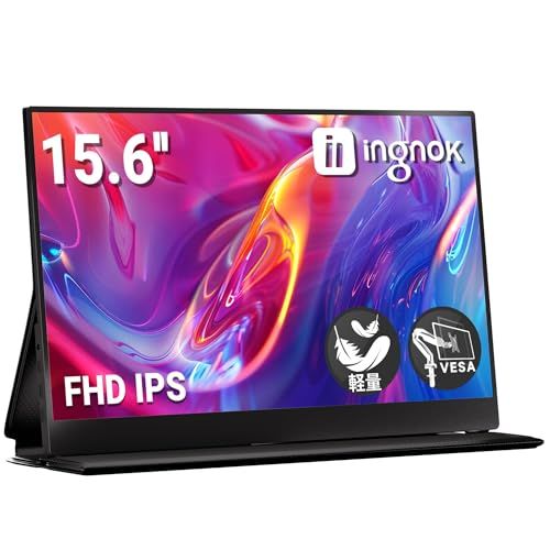Ingnok モバイルモニター 15.6インチ モバイルディスプレイ FHD 1920*1080 非光沢 A+スクリーン IPS液晶パネル 薄型 軽量 USBType-C miniHDMI カバースタンド付き PS4/PS5/Switch/P 0691f327
