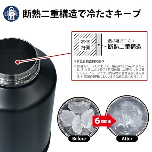 FREEAP 氷入れ アイスタンク シリコンカバー付き アイスコンテナ メタリックグレー ステンレス鋼 キャンプ パークレーン アイスジャグ (メタリックグレー, 3.8L)t 10cab564