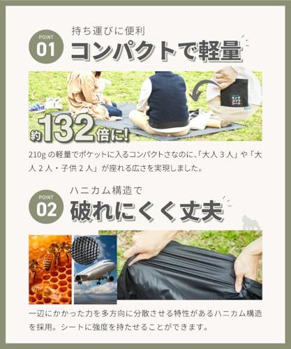 レジャーシート 軽量 3?4人用 キングゴリラシート ポケットサイズ 大判 洗える マット コンパクト 厚手 大きい キャンピングタープt 6f3b75b3