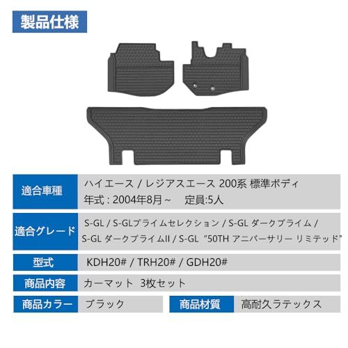 R★トヨタ ハイエース レジアスエース 200系 フロアマット Hiace Reiace 標準ボディ S-GL 2004年8月?現行 カーマット 運転席&助手席&2列目用 柔らかい ラテックス素材 高い耐寒性 滑り止め 汚れ防止 防水 防塵 9da4b128 R★トヨタ ハイエース レジアスエース 200系 フロアマット Hiace Reiace 標準ボディ S-GL 2004年8月?現行 カーマット 運転席&助手席&2列目用 柔らかい ラテックス素材 高い耐寒性 滑り止め 汚れ防止 防水 防塵 9da4b128