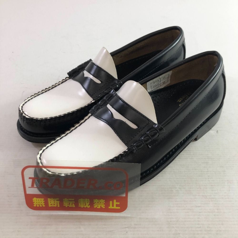 04w7030∞※【中古】 G.H.BASS ジーエイチバス LARSON ラーソン ローファー BA11010H ブラック/ホワイト US7 レザー 【八王子店】