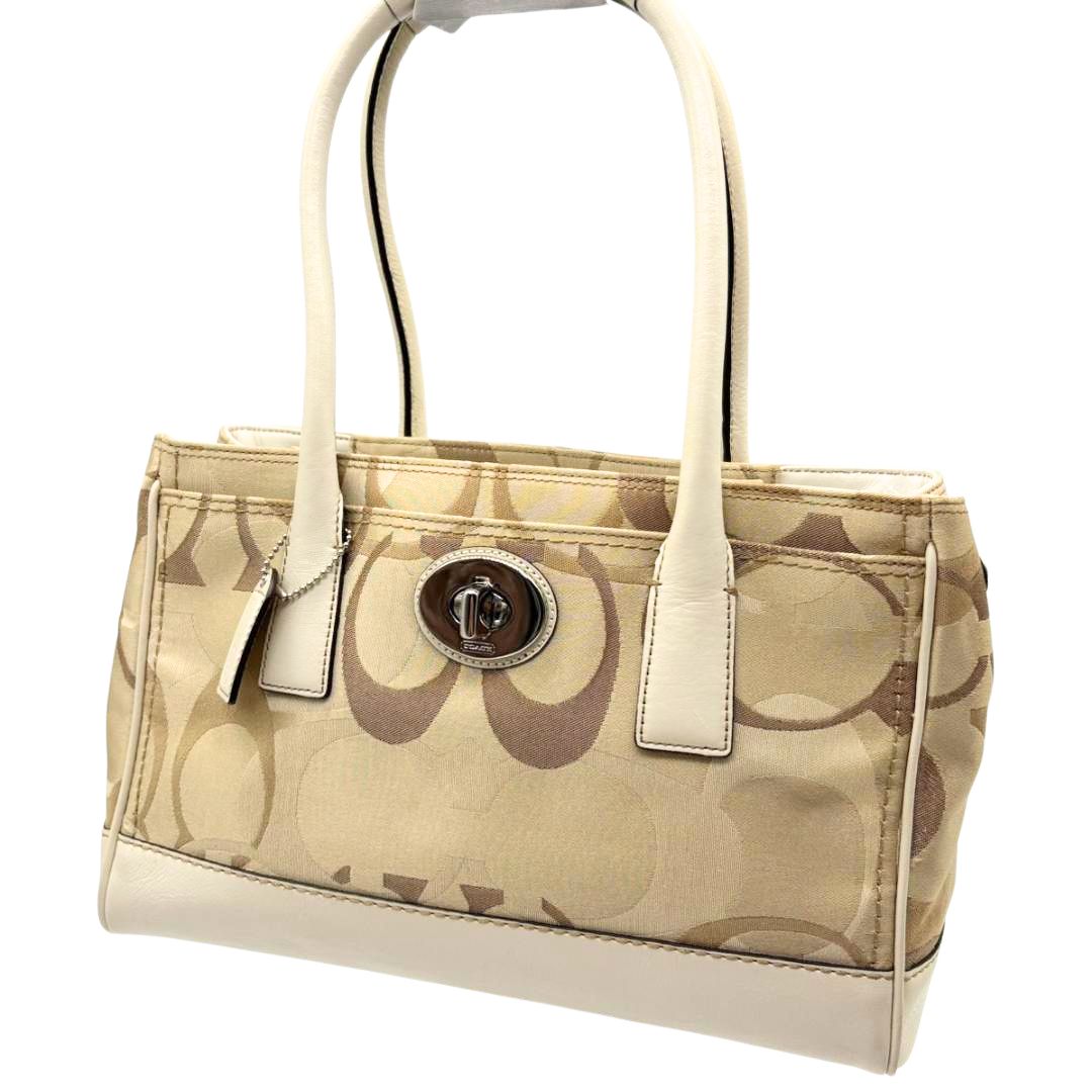 COACH コーチ トートバッグ キャンバス レザー シグネチャー ベージュ 