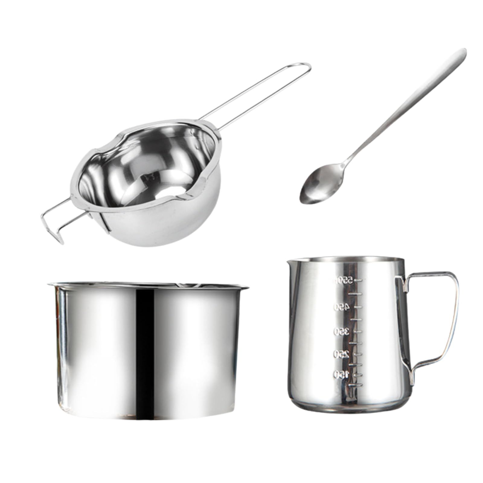 ステンレス製 キャンドル作成キット 道具 セット DIY 手作り キャンドル ワックス溶解ポット 湯煎 メジャーカップ 初心者 ギフト (3)*vj