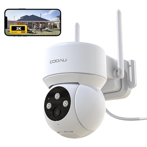 【2K超高画素 ・夜間カラー撮影】 COOAU 防犯カメラ 屋外 ワイヤレス/wifi 300万画素/1296P 監視カメラ PTZ機能 360°広角撮影 常時録画 検出エリア設定 人体検知 発光威嚇 自動追跡 双方向音声 家族共有 IP66防水 遠隔操作Ju