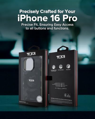 TUMI iPhone16Pro用ケース MagSafe対応 迷彩プリント 二層構造（PC＋TPU）｜耐衝撃・軽量・滑りにくい｜ワイヤレス充電対応 (グレイ)Ju