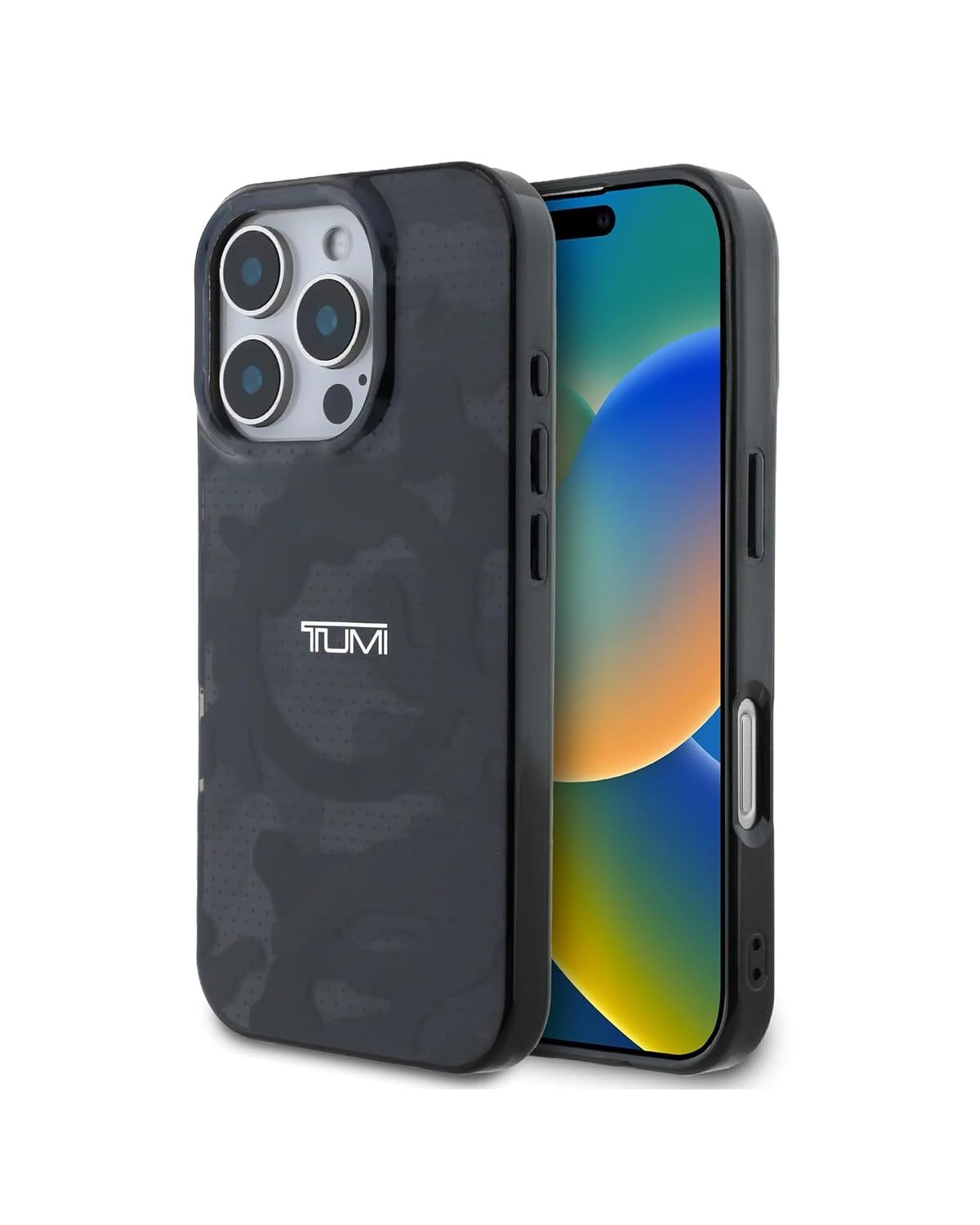 TUMI iPhone16Pro用ケース MagSafe対応 迷彩プリント 二層構造（PC＋TPU）｜耐衝撃・軽量・滑りにくい｜ワイヤレス充電対応 (グレイ)Ju